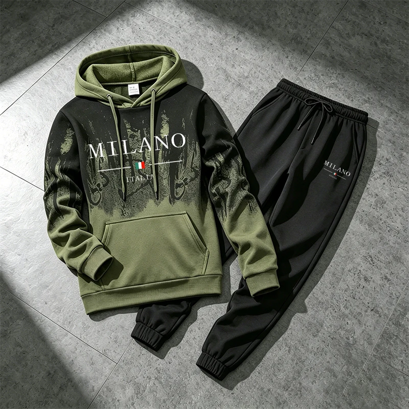 Jogger Sweatpants Men - Italy Fashion Sportswear 2pcs Set Male