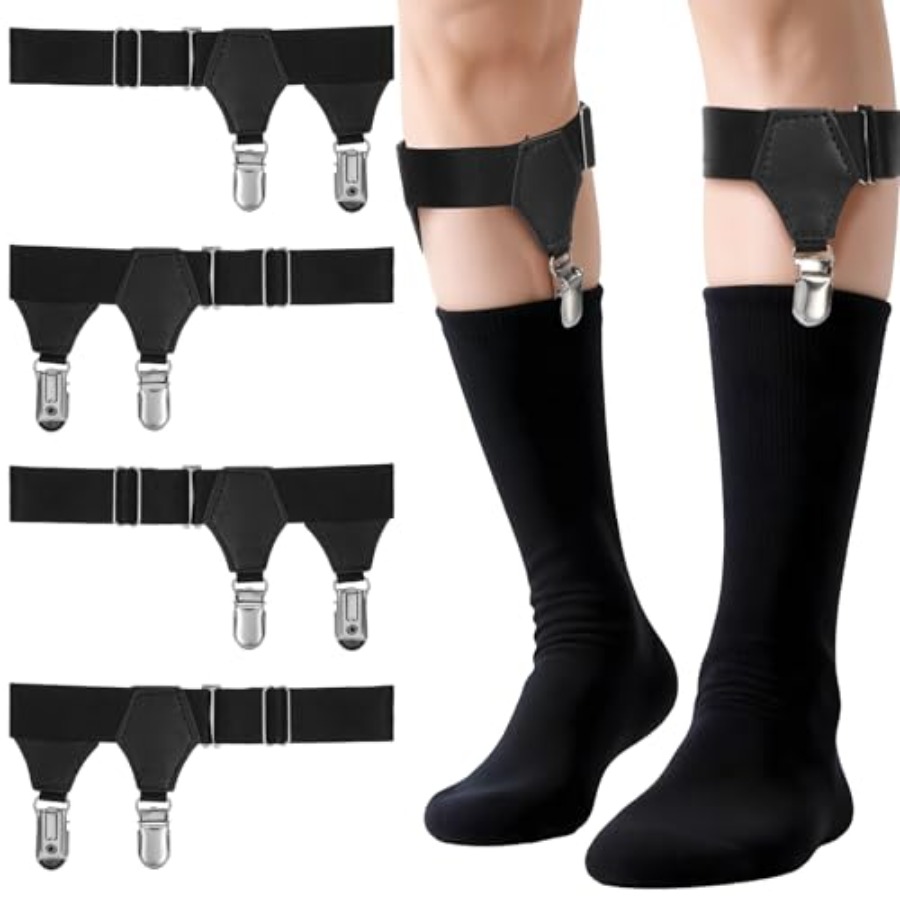 Suspenders Clip Men - 4pcs Sock Garters for Men, Adjustable