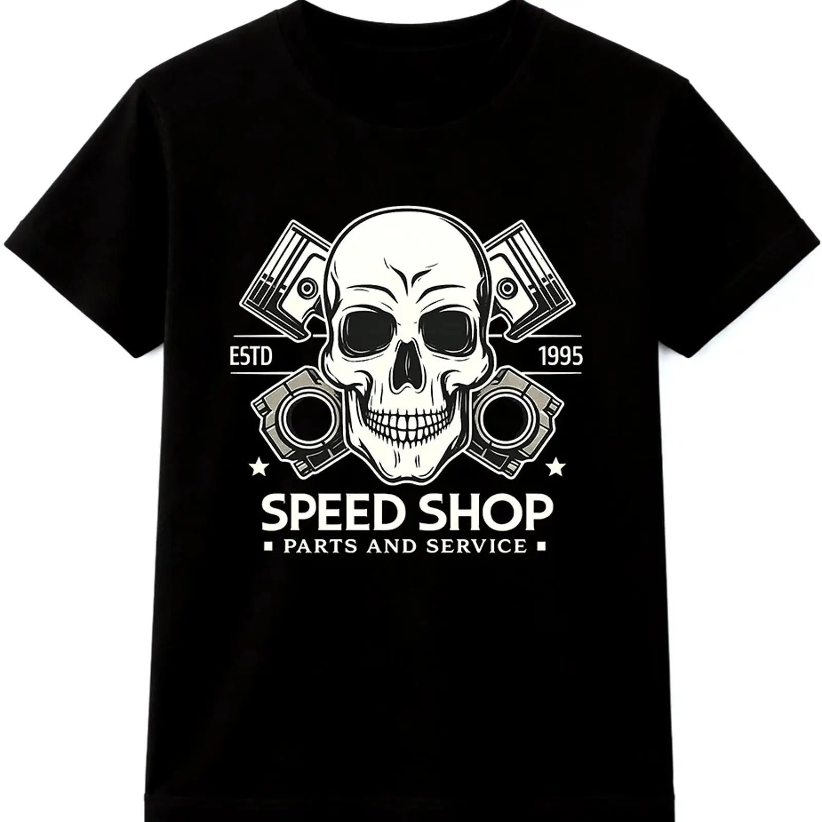 Men'S Fashion Garage - Mechanic T Shirt Speed Shop Skull