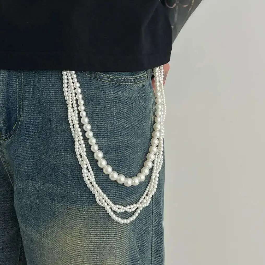 Belt Mens Fashion - Lacteo Goth Multi Layer Imitation Pearl
