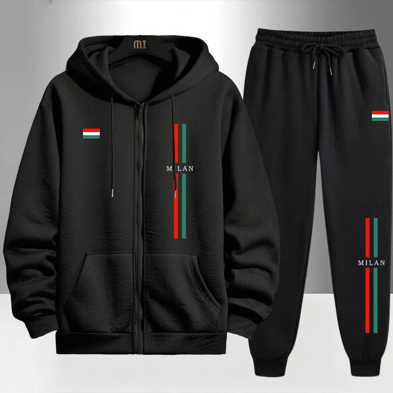 Mens Fashion Casual 2026 - 2026 Italy Printed Men's Set Zipper