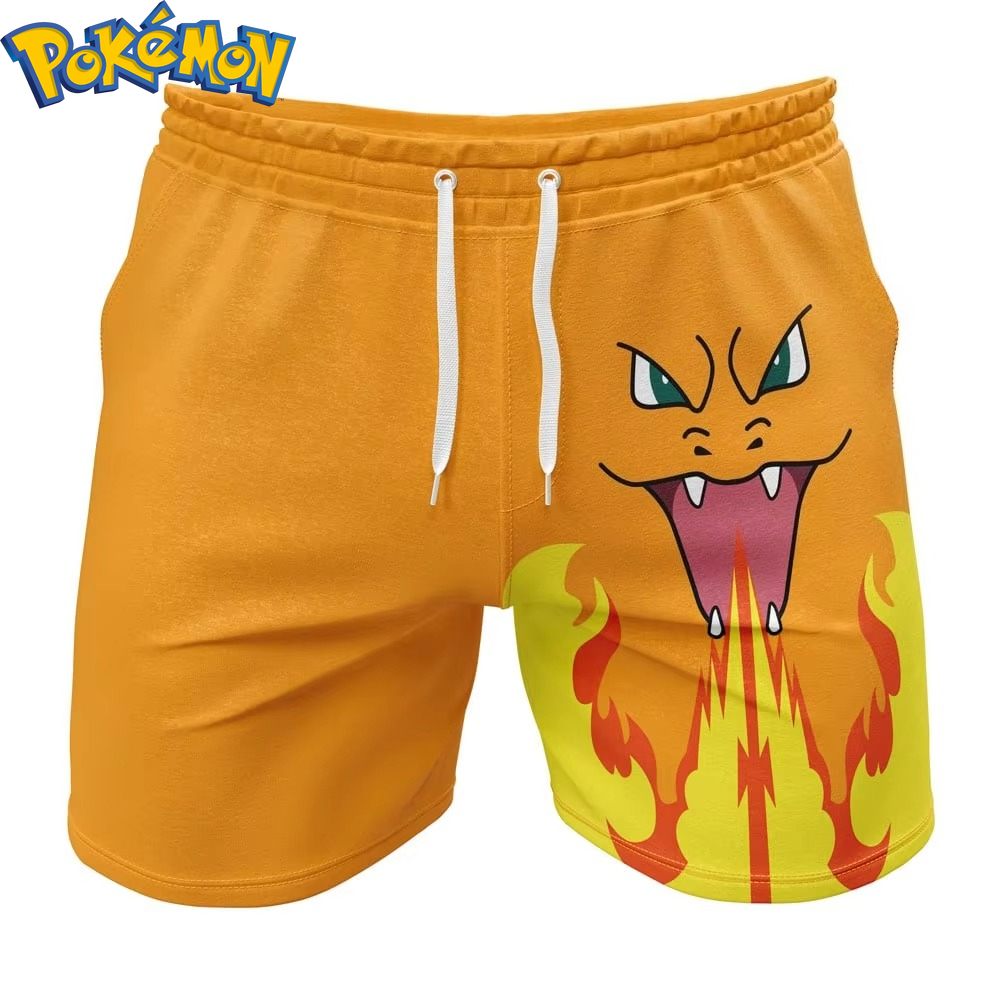 Swim Trunk Shorts - 2026 Pokemon Charizard No-Pocket Beach Shorts,