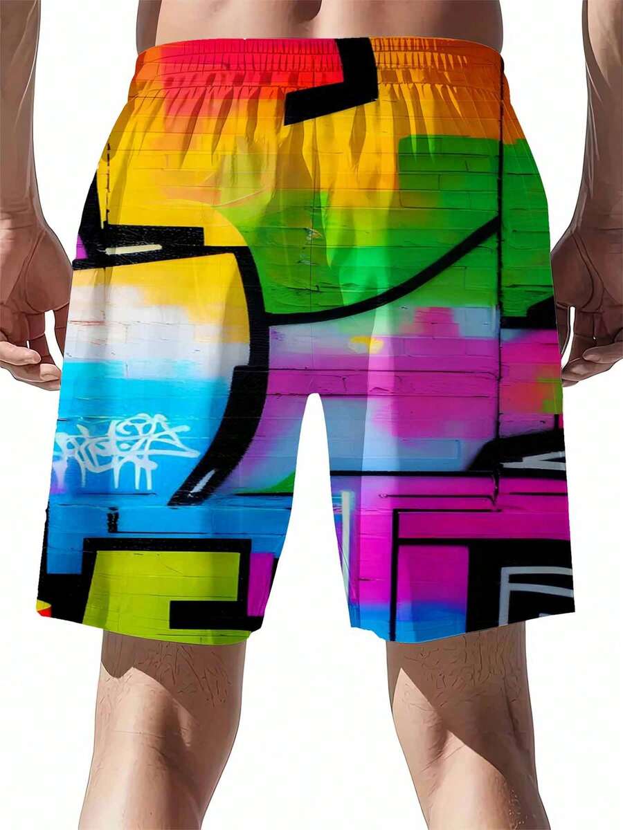 Mens Rainbow Graffiti Print Sw - Swim Trunk Shorts avis et prix
