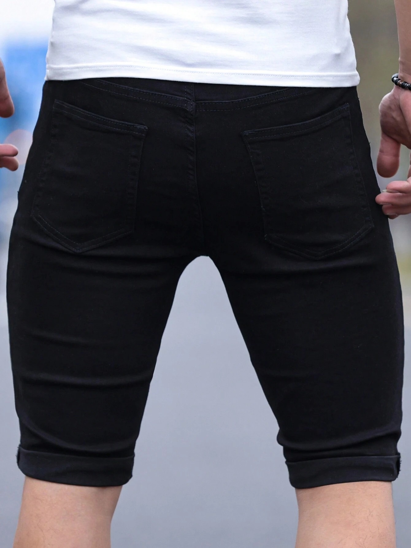 Men's jorts Slim Fit Black Str - Belt Mens Fashion avis et prix