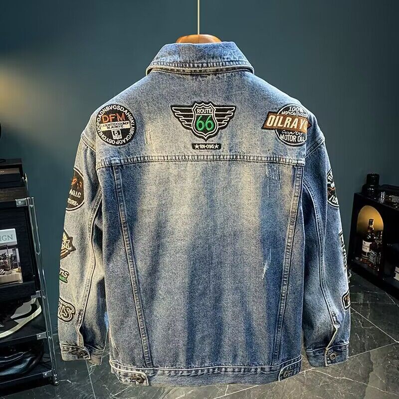Men High Street Embroidery Pat - Mens Fashion Denim Jacket avis et prix