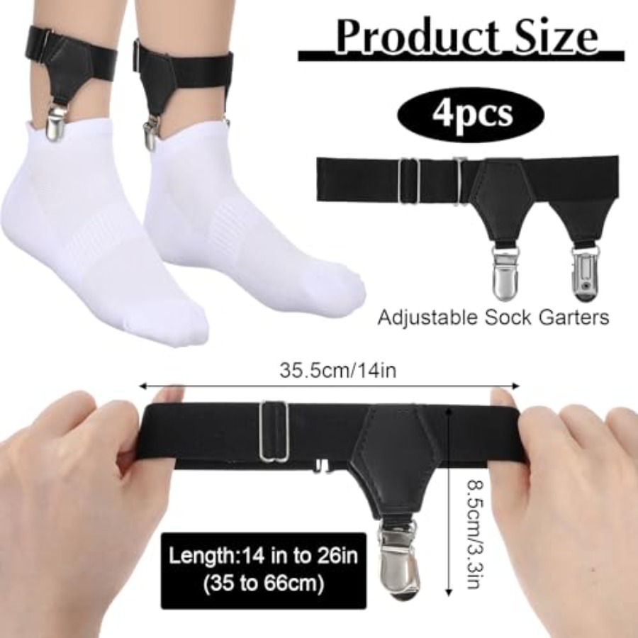 4pcs Sock Garters for Men, Adj - Suspenders Clip Men avis et prix