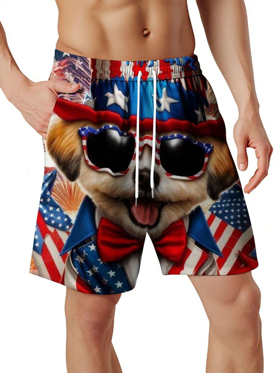 Patriotic Dog American Flag Pr - Swim Trunk Shorts avis et prix