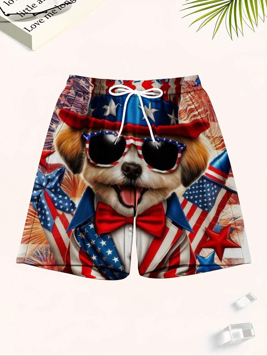 Patriotic Dog American Flag Pr - Swim Trunk Shorts avis et prix
