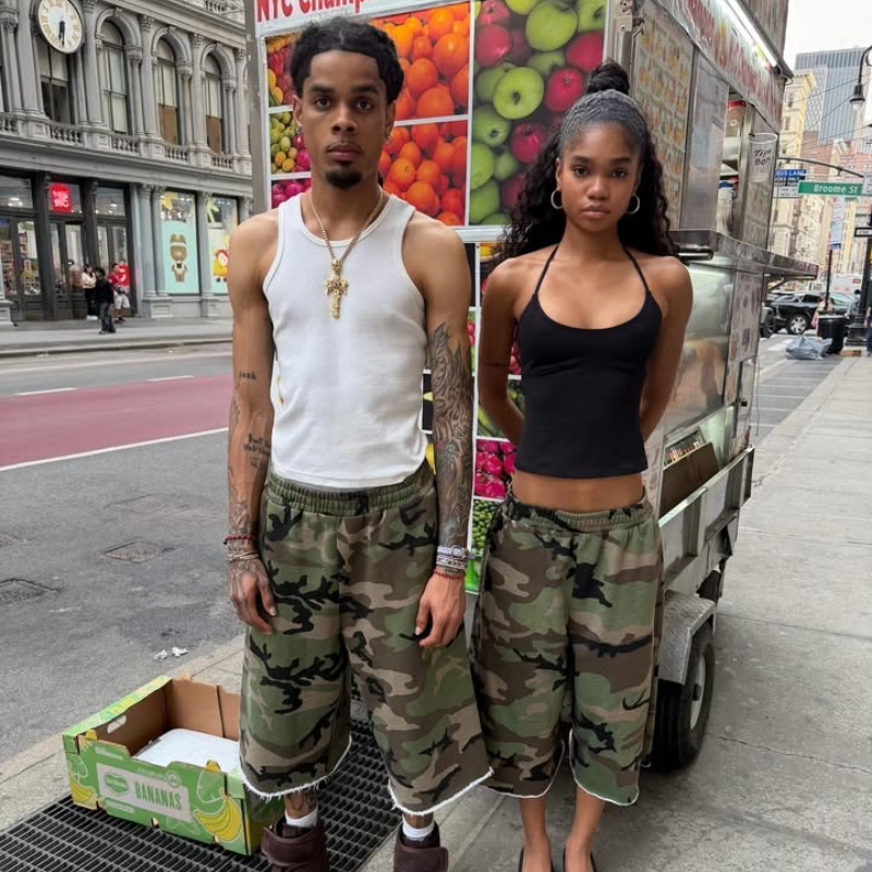 Harajuku Hip Hop Camo Shorts C - Mens Fashion Camo Pants avis et prix