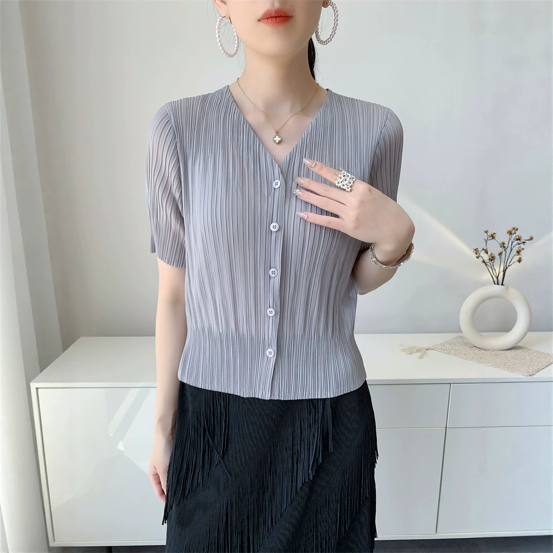 Miyake Pleated Women's Casual  - Men'S Fashion Zip Sweater avis et prix