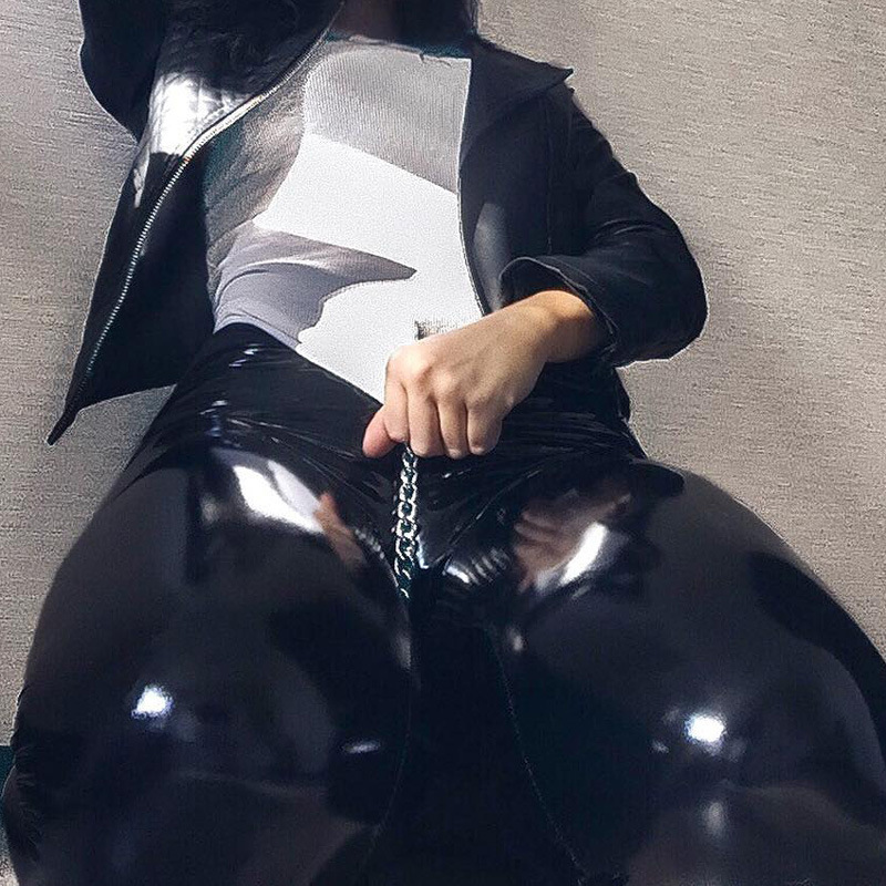 Women Glossy Faux Leather Body - Formal Trouser Stretch avis et prix