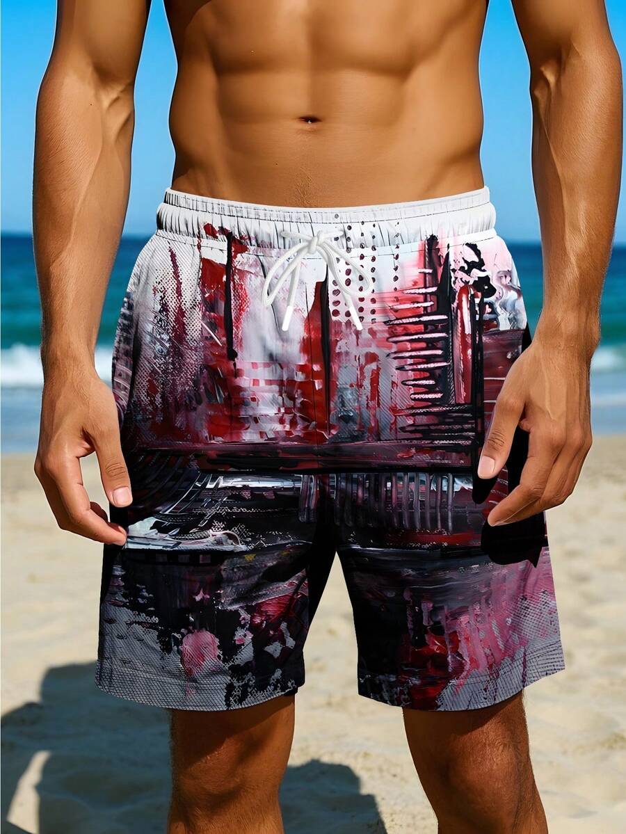 Mens Abstract Print Beach Shor - Swim Trunk Shorts avis et prix