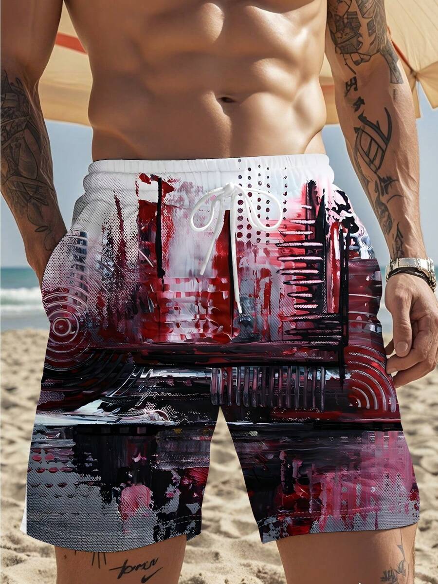 Mens Abstract Print Beach Shor - Swim Trunk Shorts avis et prix