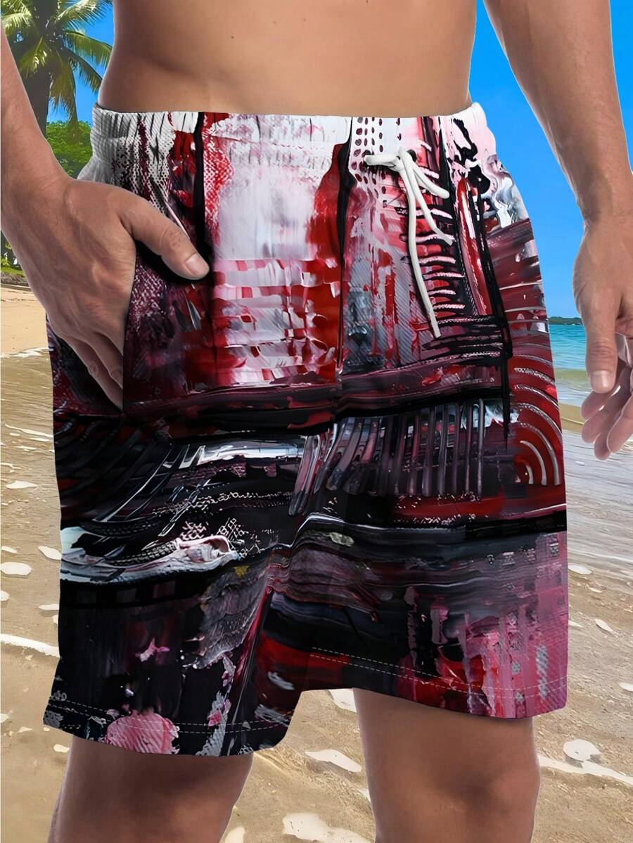 Mens Abstract Print Beach Shor - Swim Trunk Shorts avis et prix
