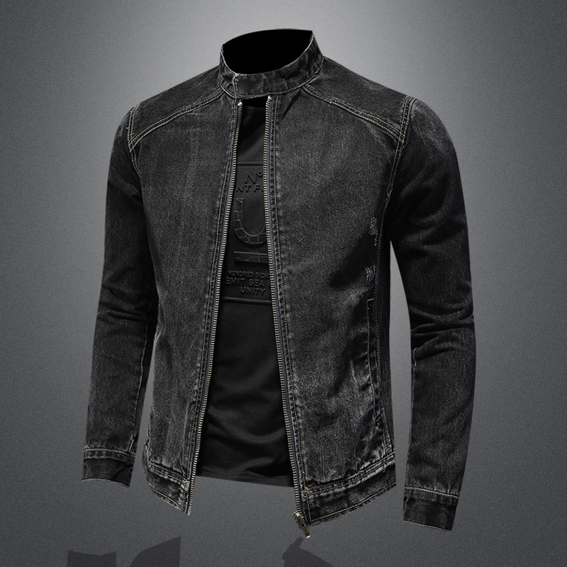 Men Vintage Stand Collar Pilot - Mens Fashion Denim Jacket avis et prix