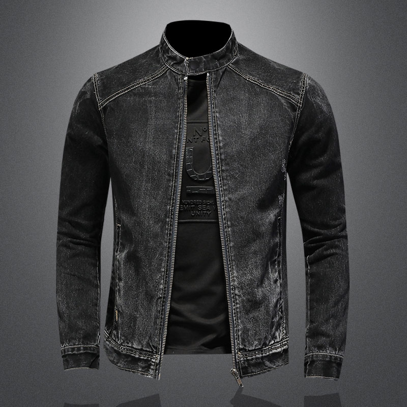 Men Vintage Stand Collar Pilot - Mens Fashion Denim Jacket avis et prix
