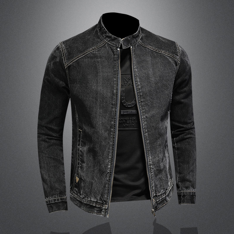 Men Vintage Stand Collar Pilot - Mens Fashion Denim Jacket avis et prix