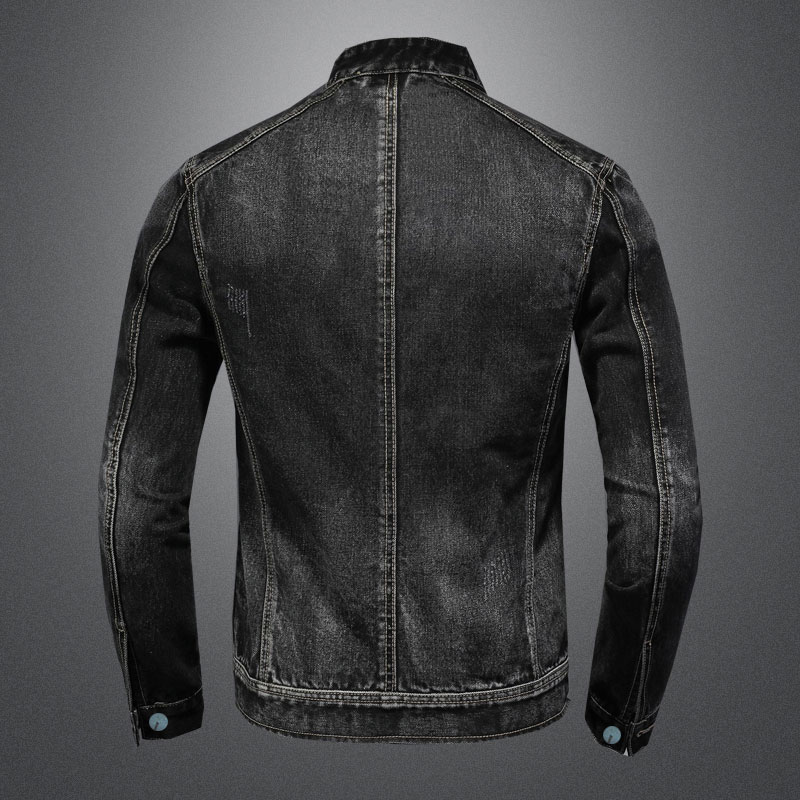 Men Vintage Stand Collar Pilot - Mens Fashion Denim Jacket avis et prix