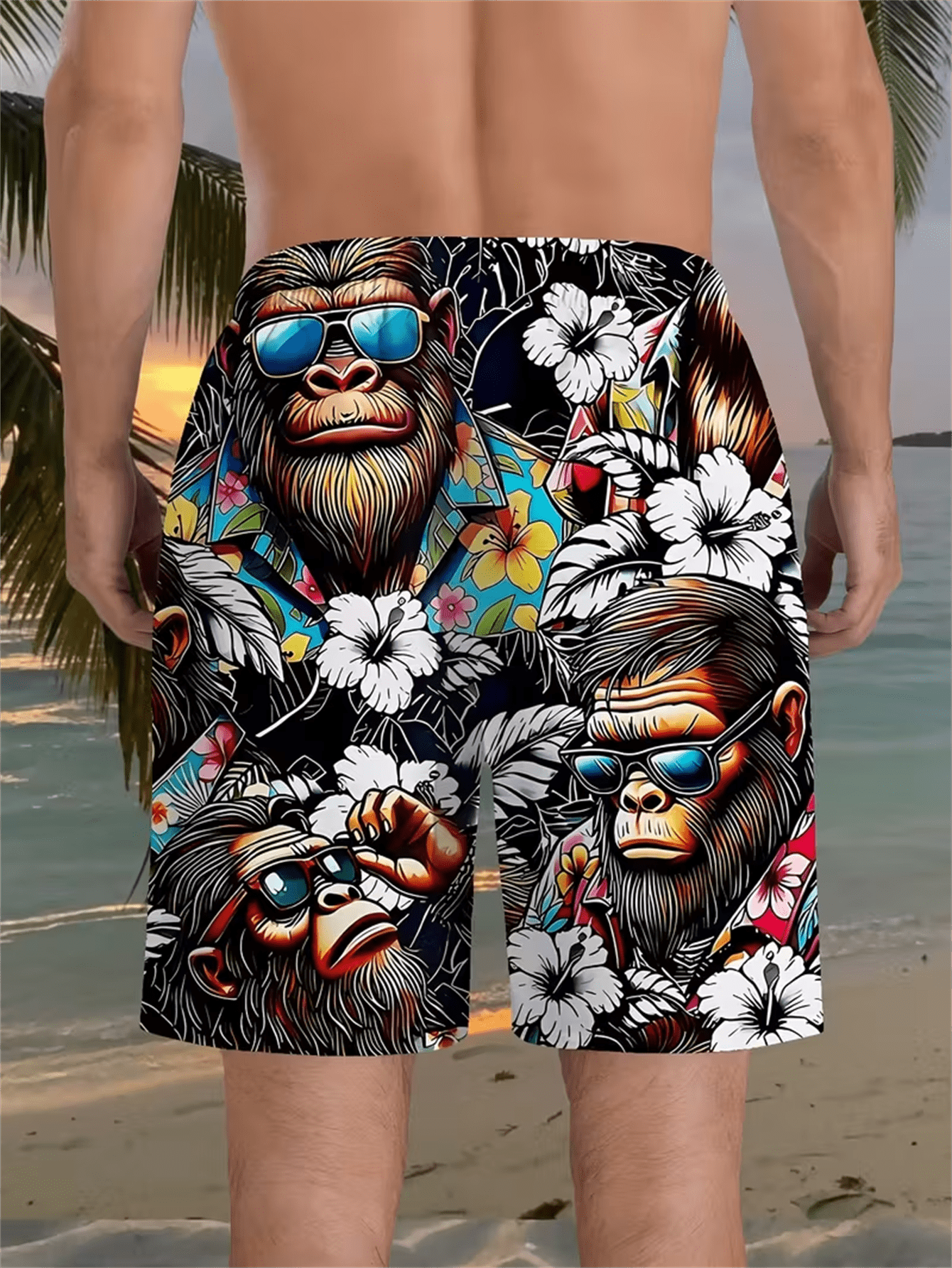 Men's 3D Gorilla Print Beach S - Swim Trunk Shorts avis et prix