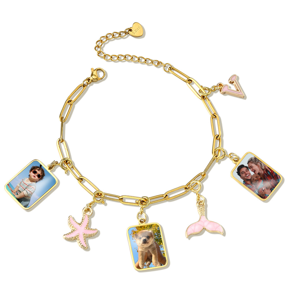 Customized Photo Letter Flag P - Men'S Fashion Jewelry Bracelets avis et prix