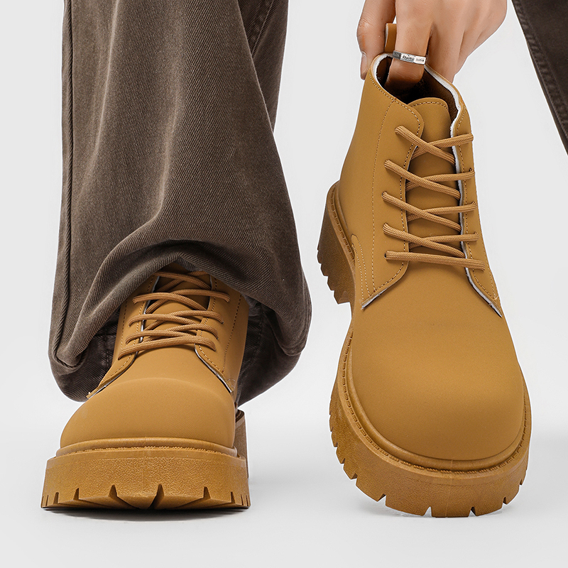 100%Genuine Leather Mens Boots - Yellow Men'S Fashion avis et prix