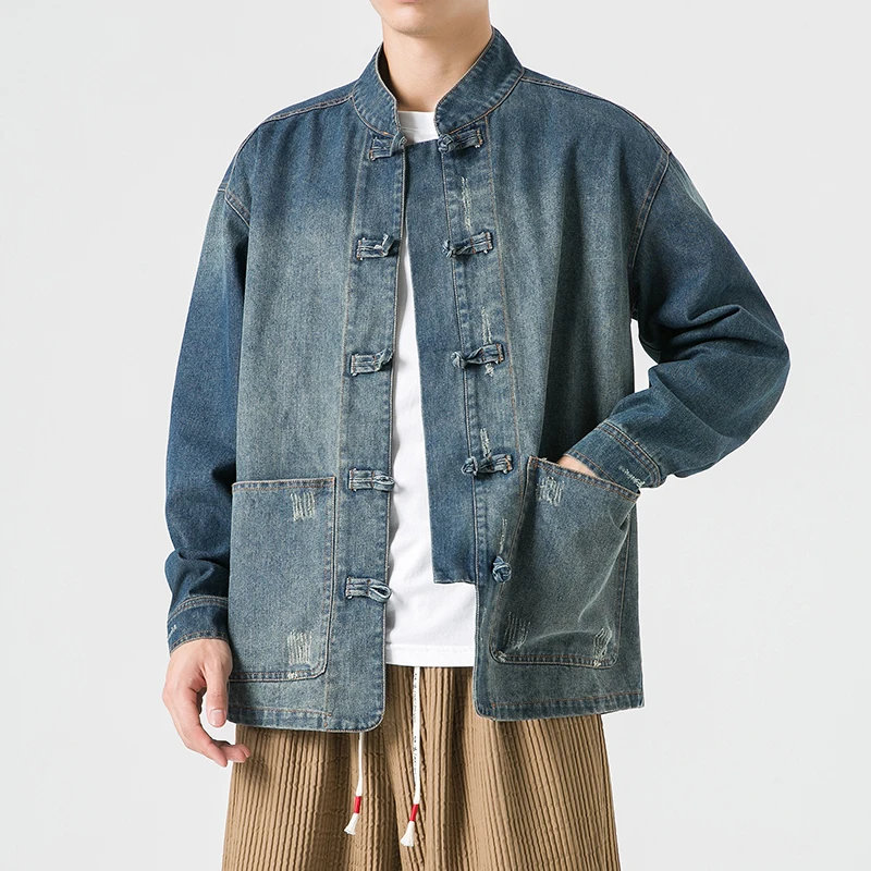 Chinese Style Denim Jacket Men - Mens Fashion Denim Jacket avis et prix