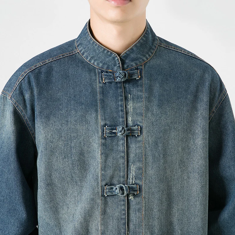 Chinese Style Denim Jacket Men - Mens Fashion Denim Jacket avis et prix