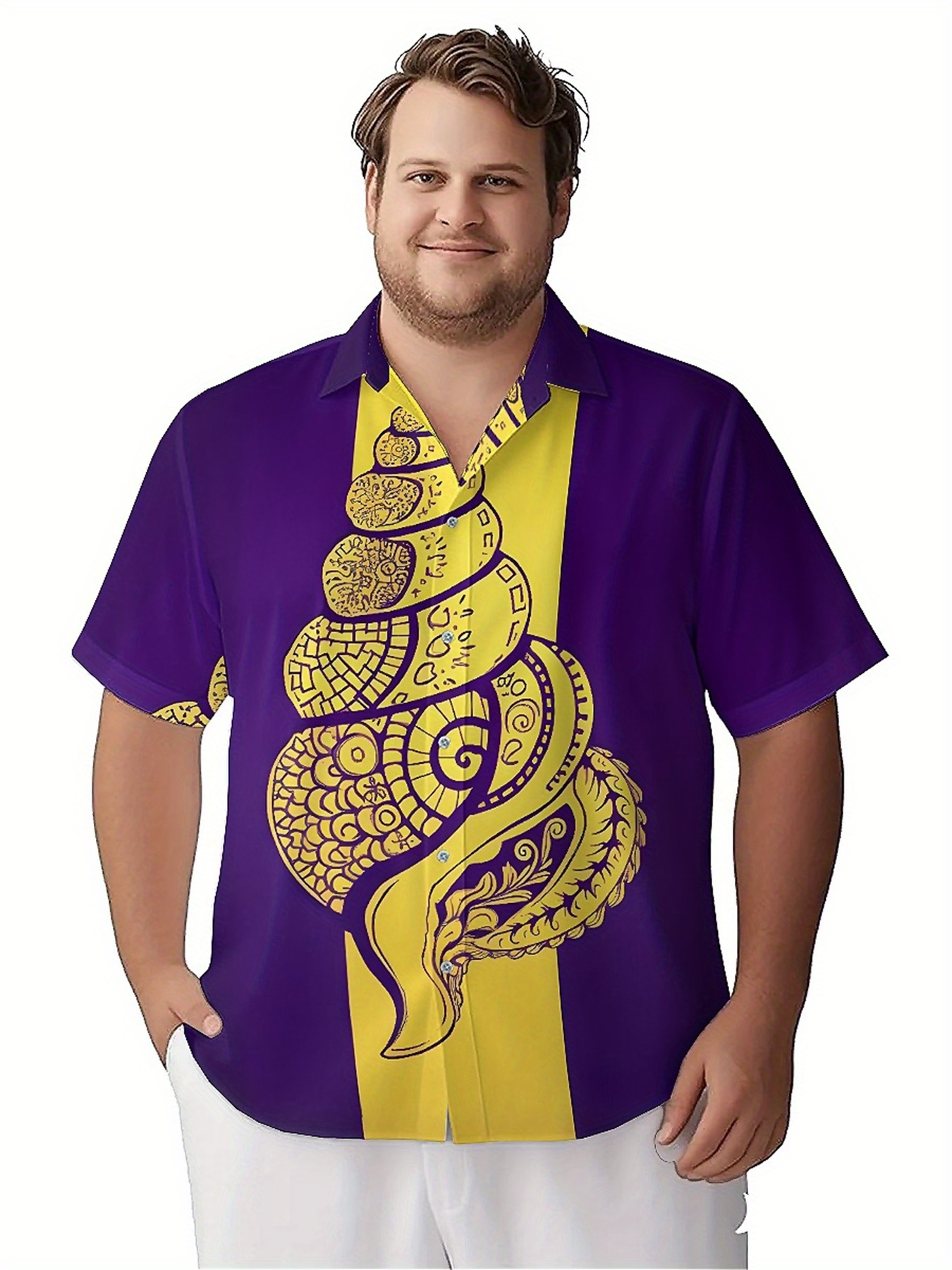 Men's Plus Size Hawaiian Shirt - Yellow Men'S Fashion avis et prix