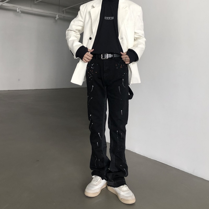 2025 New Graffiti Splash Ink D - Men'S Fashion Jeans And Boots avis et prix
