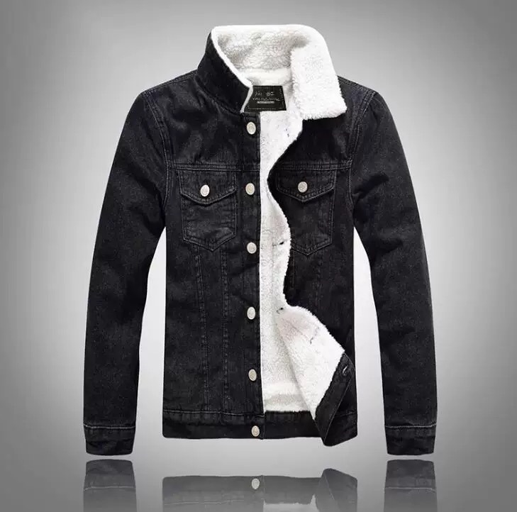 Autumn Winter Men's Fleece Lin - Mens Fashion Denim Jacket avis et prix