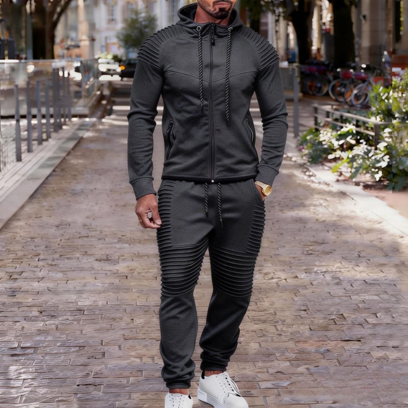 Men's Pleated Detail Full Zip  - Jogger Sweatpants Men avis et prix