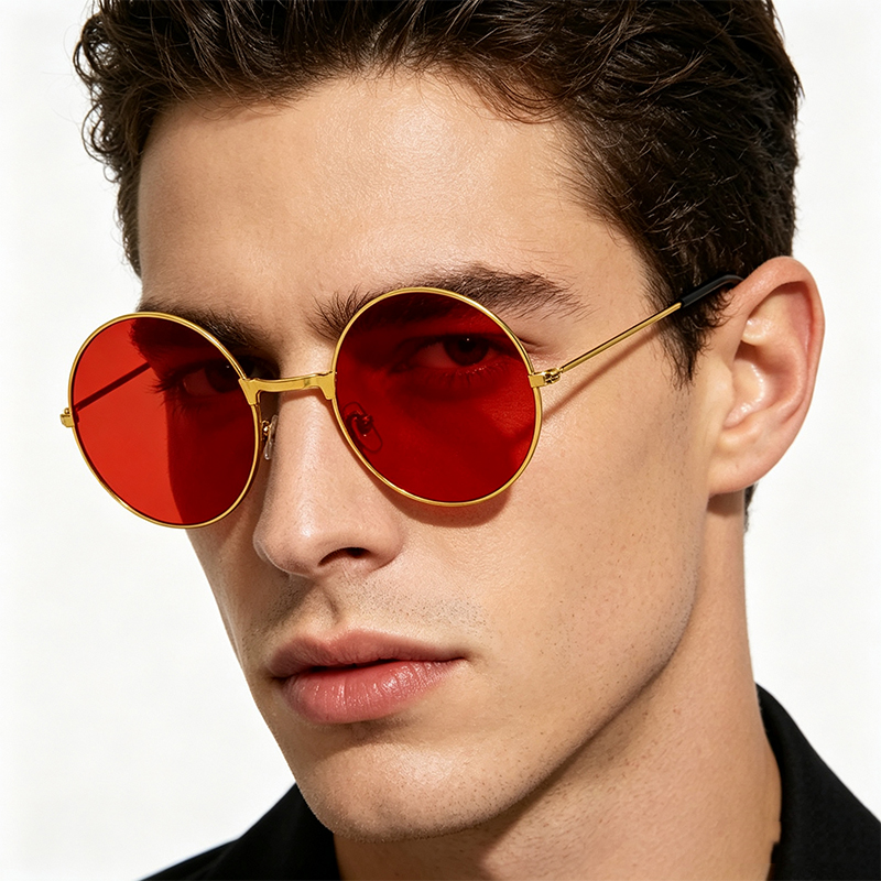 Classic Vintage Round Frame Su - Yellow Men'S Fashion avis et prix