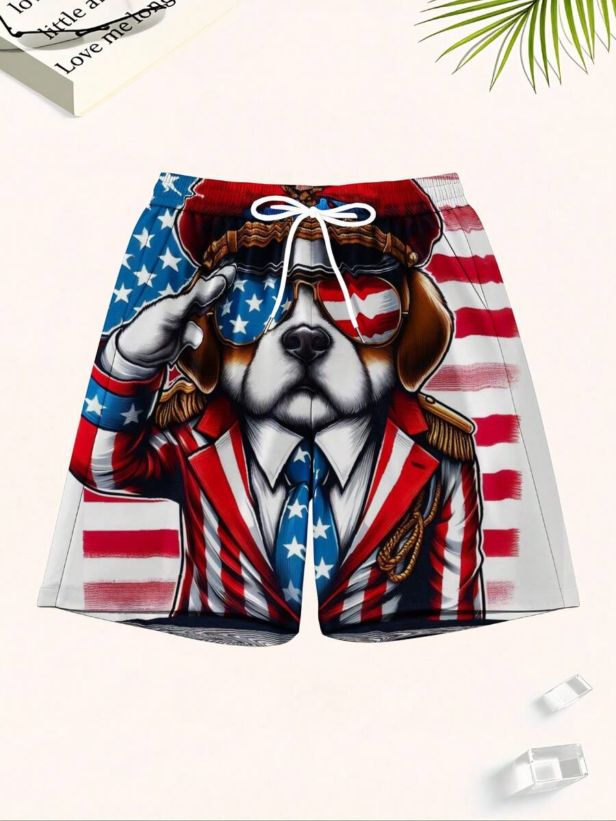 Patriotic Dog American Flag Sw - Swim Trunk Shorts avis et prix