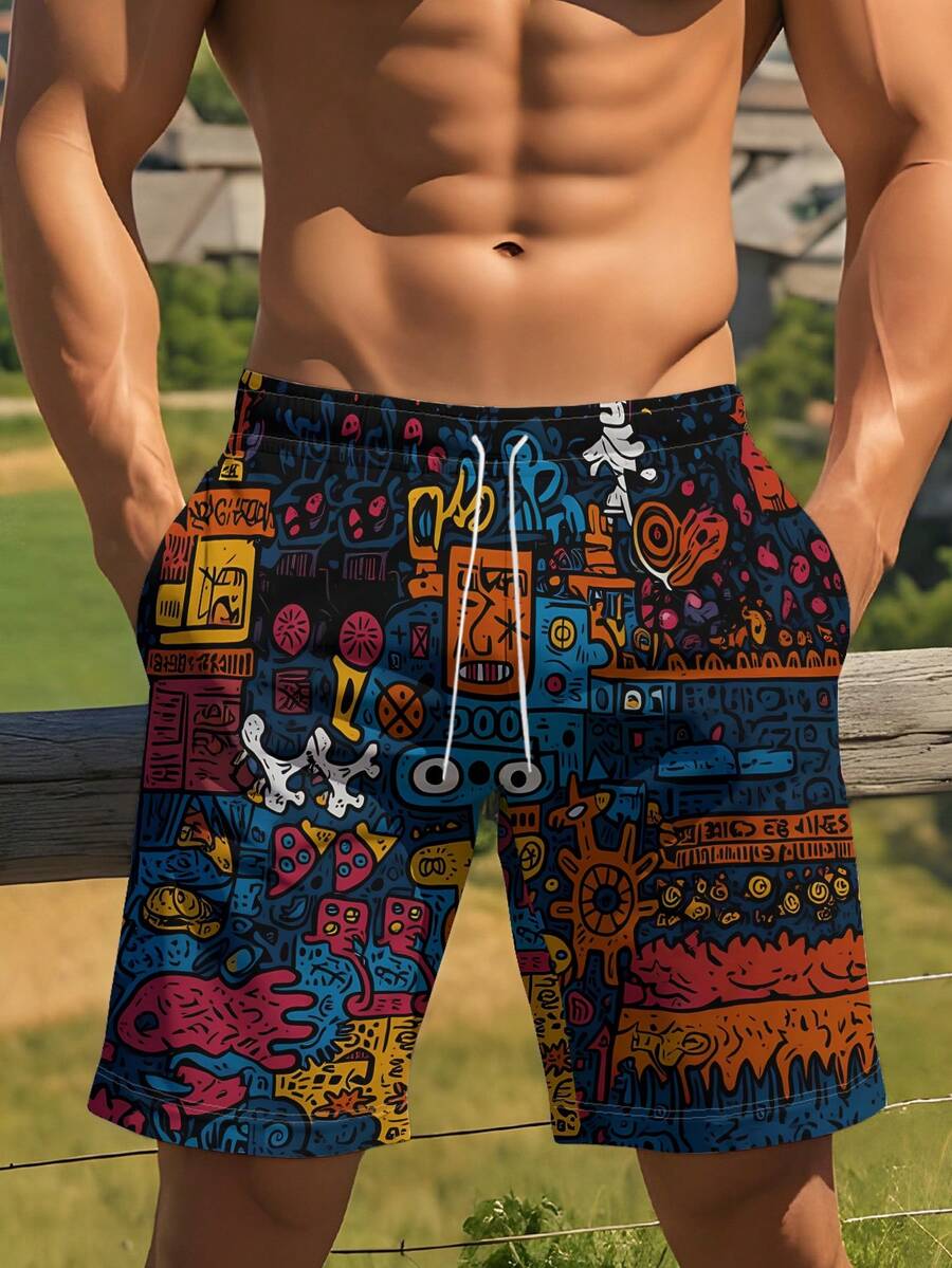 Mens Beach Shorts 3D Digital P - Swim Trunk Shorts avis et prix