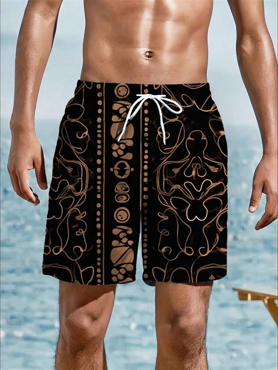 Mens Abstract Geometric Print  - Swim Trunk Shorts avis et prix