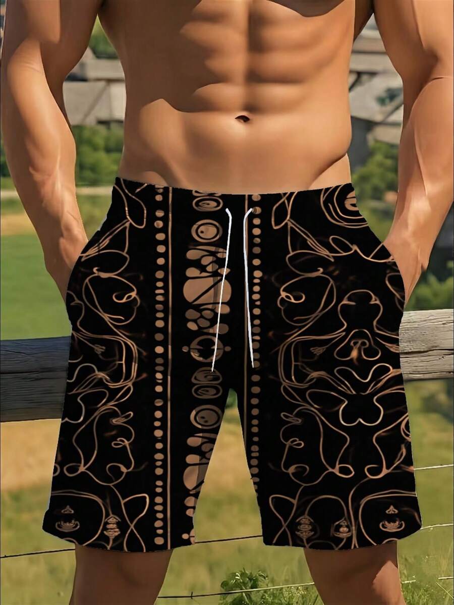 Mens Abstract Geometric Print  - Swim Trunk Shorts avis et prix