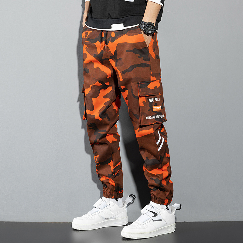 Orange Cargo Pants Men Hip Hop - Mens Fashion Camo Pants avis et prix