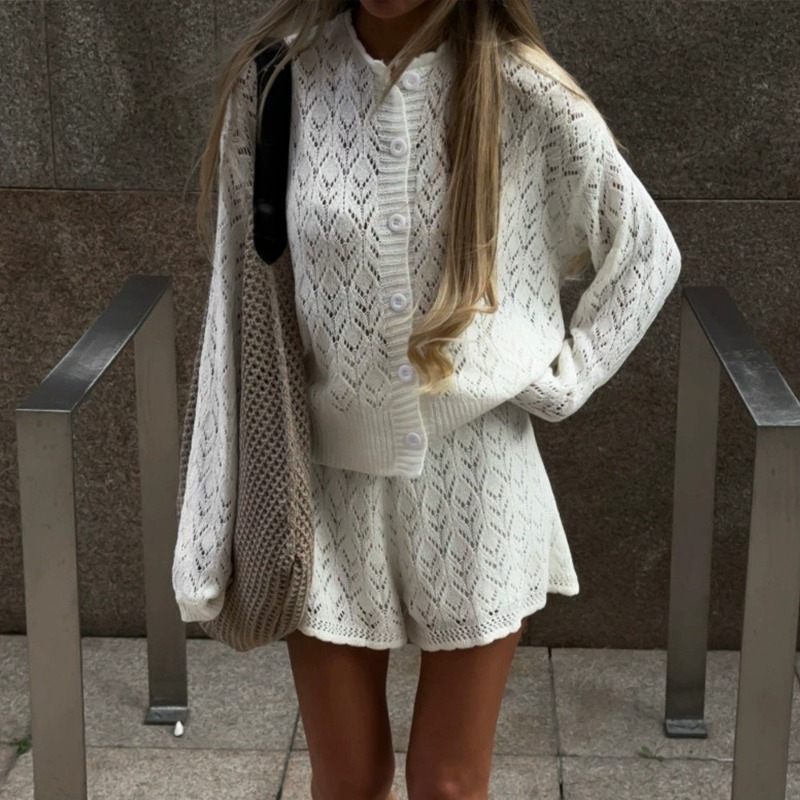 Tuularose White Knit Shorts 2- - Men'S Fashion Zip Sweater avis et prix