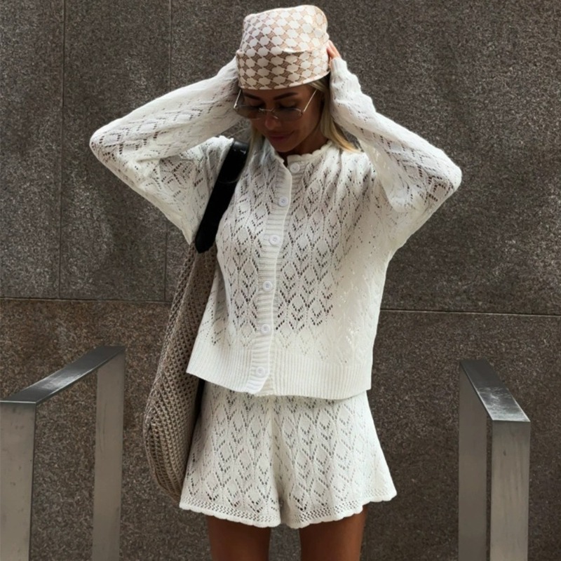 Tuularose White Knit Shorts 2- - Men'S Fashion Zip Sweater avis et prix